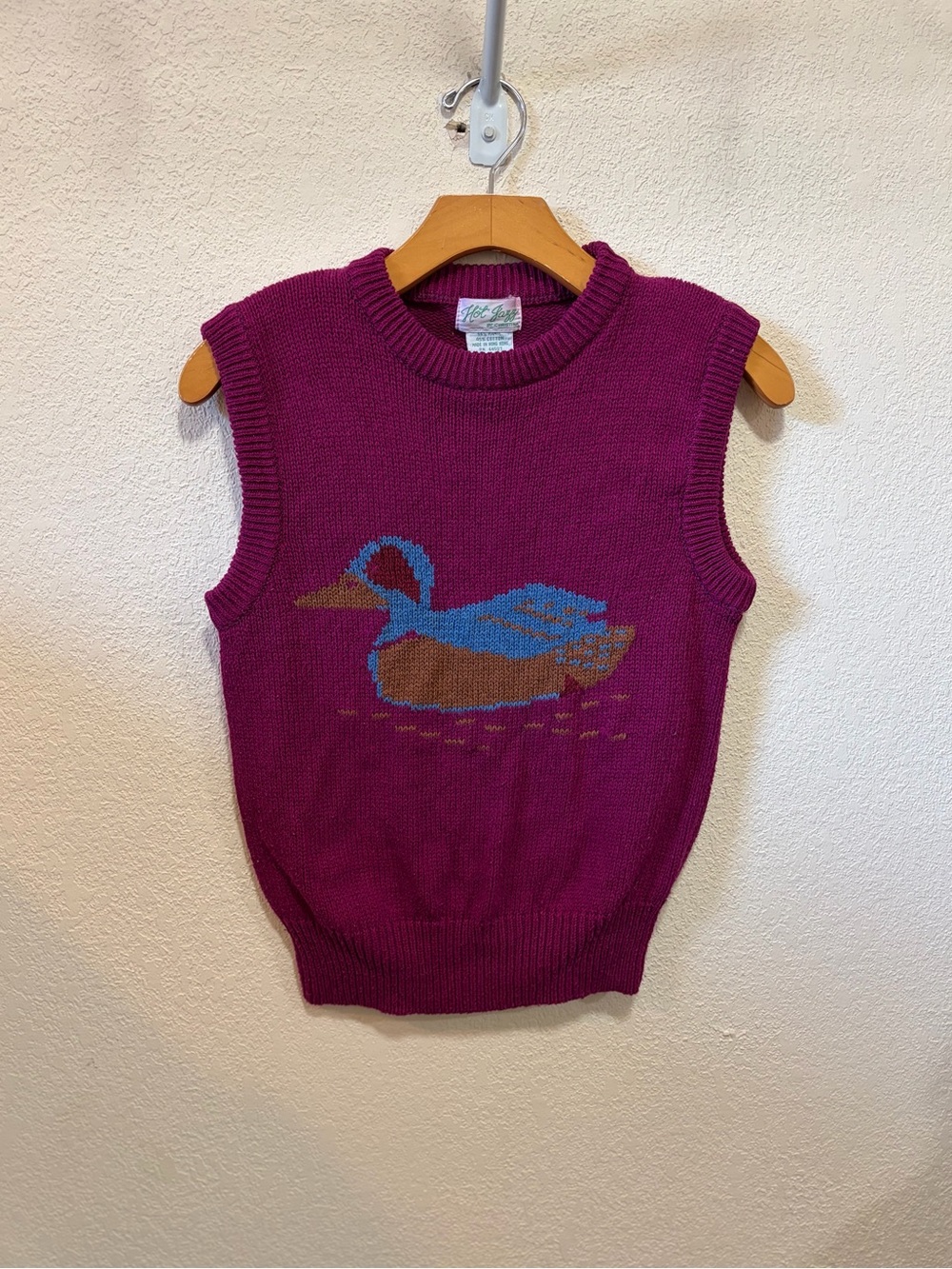 Vintage Hot Jazz by Christina Sweater Vest Women’s M Duck Mallard Bird Knit